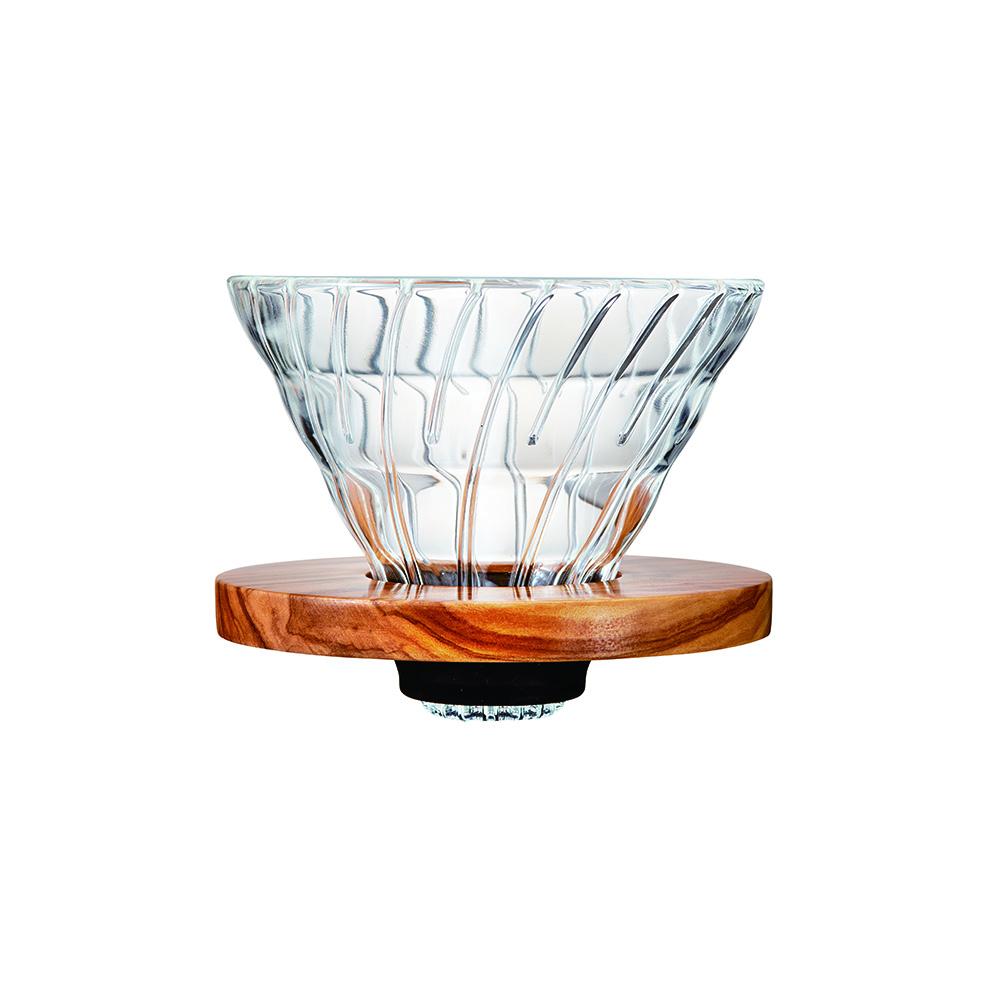 Hario V60 Glass Coffee Dripper Olive Wood Size 01